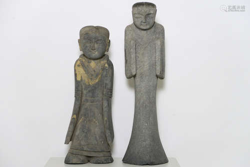 pair of decorative oriental sculptures in stone