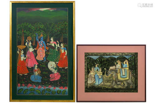 2 Indian paintings on canvas – framed