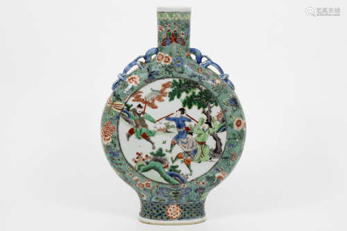 Chinese Famille Verte ‘moonflask’ vase in porcelain