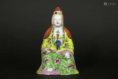 antique Chinese sculpture in porcelain – with marked date (1765) and monogram