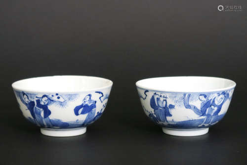 pair of antique Chinese bowls in marked porcelain