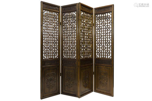 antique Chinese temple doors/screen with four panels in wood