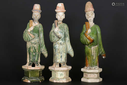 three Chinese Ming-period tomb figures in earthenware