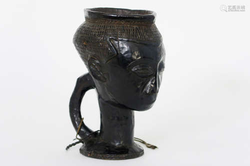 African Congolese palmwine goblet from the “Kuba” in wood with very nice patina and with fine design and ornamentation