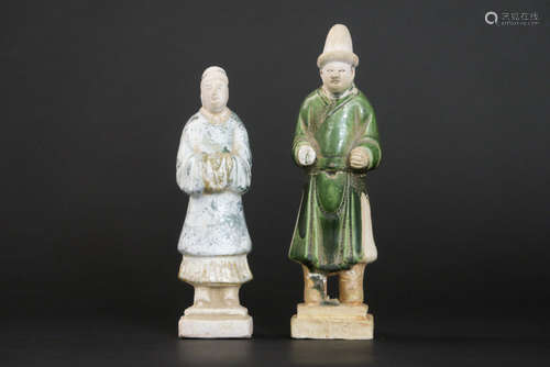 two small Chinese Ming-period tomb figures in earthenware