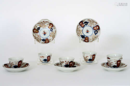 five 17th Cent. Japanese sets of cup and saucer (and one more cup) in porcelain