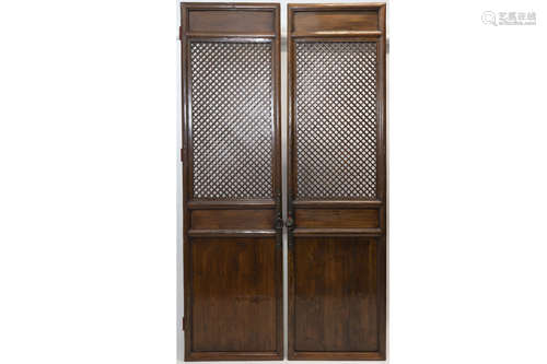 pair of antique Chinese Qing-period door with ajouré panels in wood