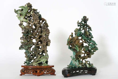 two Chinese sculptures in jade