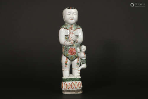 17th/18th Cent. Chinese Kang Xi period “laughing boy” in porcelain with polychrome Famille Verte decoration