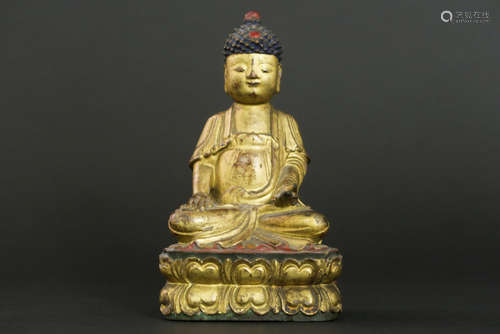 Chinese “Buddha” sculpture in polychromed wood – this piece was bought during the World Exhibition in 1913 in Ghent