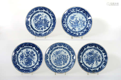 set of five 18th Cent. Chinese plates in porcelain