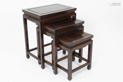 set of three small Chinese pedestals