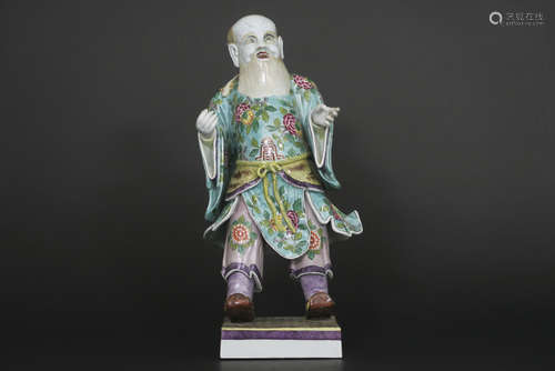 Chinese male figure sculpture in marked porcelain