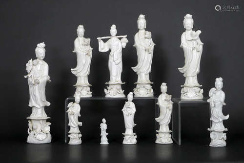 ten Chinese ‘Quan Yin’ sculptures in porcelain