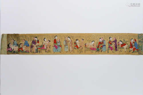 Chinese painting on scroll with erotic scenes
