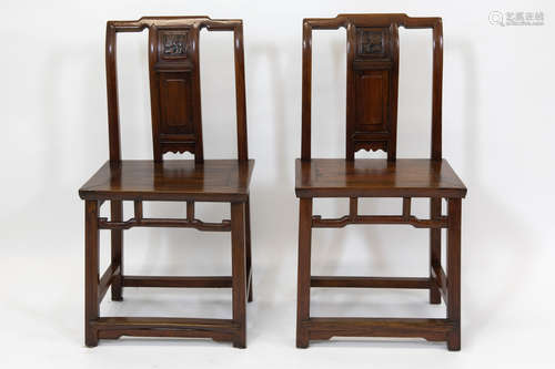 pair of antique Chinese Qing-period chairs in wood