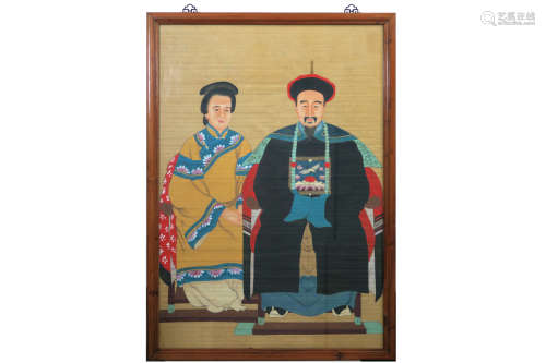 framed Chinese ancestral portrait
