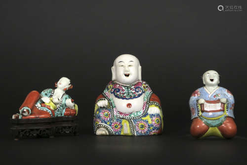 three 18th/19th Cent. Chinese figures in porcelain with typcial polychrome decoration