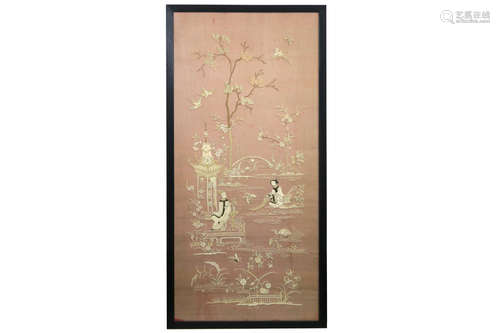 antique Chinese embroidery in silk – framed