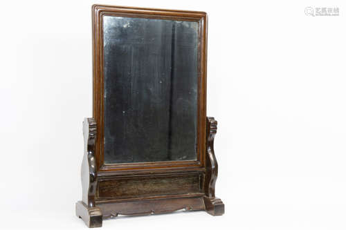 antique Chinese table screen in wood and with a powder mirror