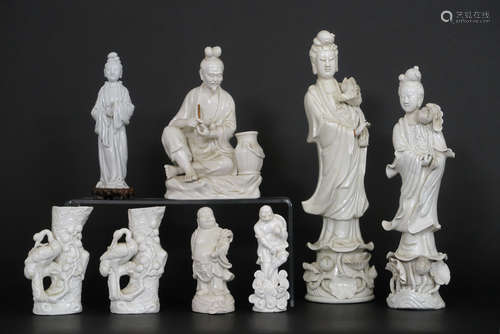 8 Chinese sculptures in ‘blanc de Chine’ porcelain