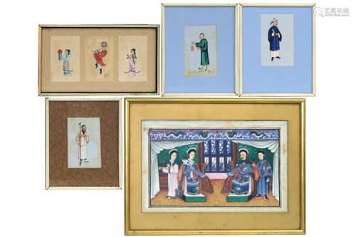 several small Chinese paintings on ricepaper