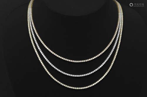 necklace in pink, white and yellow gold (18 carat) and with at least 5,70 carat of very high quality brilliant cut diamonds