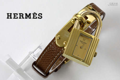 completely original quartz “Hermès Cadnas” ladies’ wristwatch in vermeil – marked