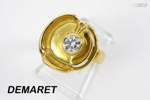 ’Demaret’ ring in yellow gold (18 carat) with a ca 0,30 carat quality brilliant cut diamond – signed