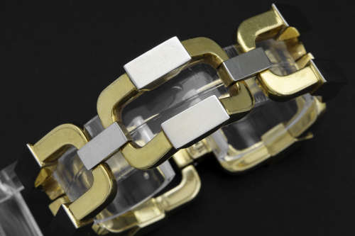 bracelet with a typical Art Deco-design in yellow and white gold (18 carat) – with indistinct maker’s mark