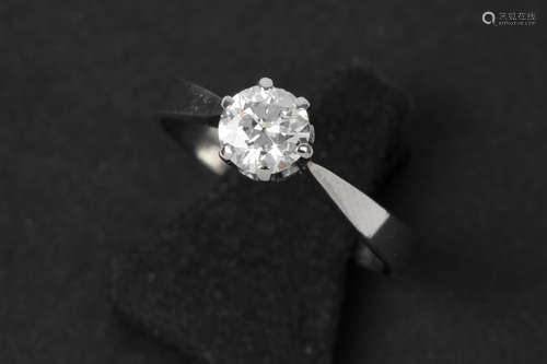 brilliant cut diamond of ca 0,65 carat set in a ring in white gold (18 carat)