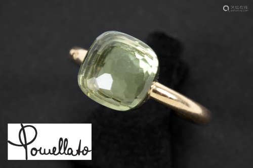 ”Pomellato” ring in yellow gold (18 carat) with a faceted cabochon cut peridote – signed