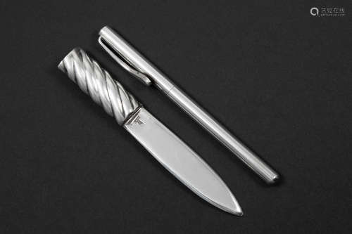 lead-pencil holder in silver and a letter opener in marked silver