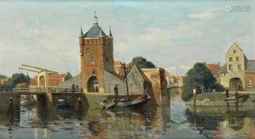 Willem Anton Alexander Knip (1883-1967) 'Zuidhavenpoort Zierikzee', gesigneerd r.o., doek. Afm. 40 x