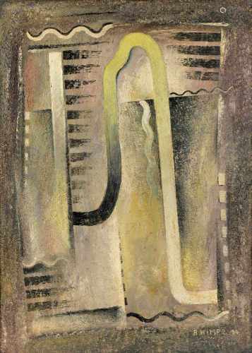 Reimond Kimpe (1885-1970) 'Abstracte compositie', gesigneerd en gedateerd '34 r.o., doek. Afm. 90