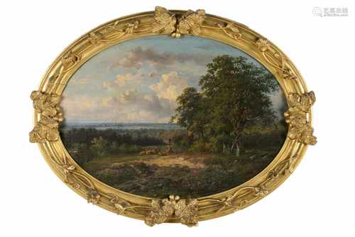 Gerhardus Meijer (1816-1875) 'Landschap met herdersscène', gesigneerd en gedateerd 1860 r.o.,