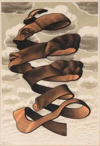 Maurits Cornelis Escher (1898-1972) 'Omhulsel', gesigneerd l.o. en 'eigen druk' r.o., mei 1955,