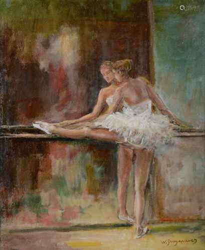 Willem Dooijewaard (1892-1980) 'Ballerina', gesigneerd r.o., doek. Afm. 60,5 x 50,5 cm.