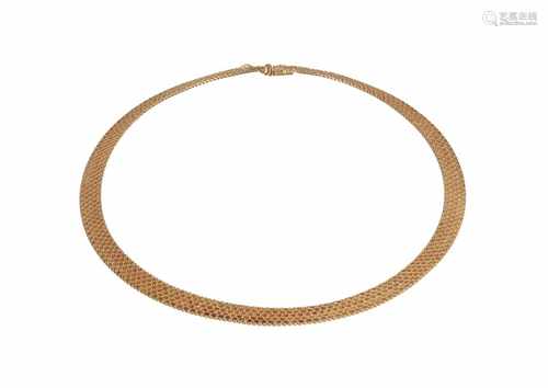 18-kt gouden collier met honingraadpatroon. Gew. ca. 48 g.