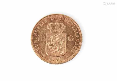 Gouden 10 G munt, Wilhelmina, 1898.