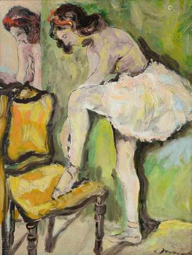 Willem Dooijewaard (1892-1980) 'Prima ballerina', gesigneerd r.o., board. Afm. 27 x 21 cm.