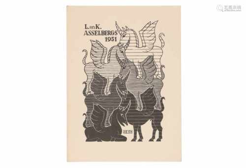 Maurits Cornelis Escher (1898-1972) 'Nieuwjaarswens, L(ily). en K(arel). Asselbergs 1951', Breda,