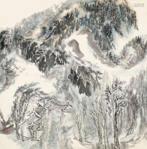 2010年作 方勇(b.1977) 山水 纸本设色 镜心