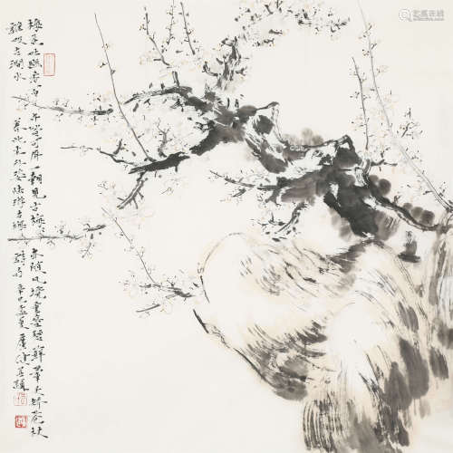 2001年作 贾广健（b.1964） 白梅 纸本设色 软片
