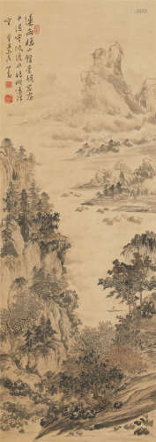1901年作 溥儒（1896-1963） 连雨低渡图 纸本设色 立轴
