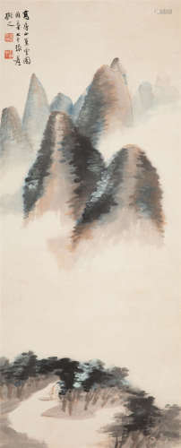 张大千（1899-1983） 拟《巢云图》笔意 纸本设色 立轴