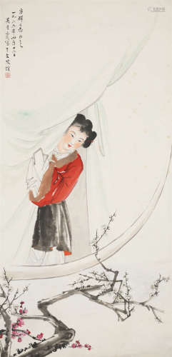 1966年作 吴青霞（1910-2008） 芳霞暗香 纸本设色 立轴