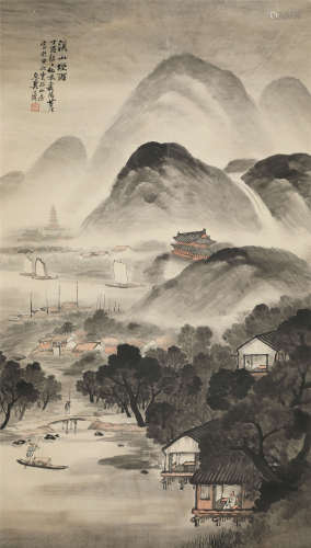 1897年作 吴石仙（1845-1916） 溪山烟雨 纸本水墨 立轴