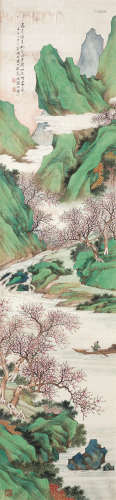 彭暘（1859-？） 青绿山水 绢本设色 镜框