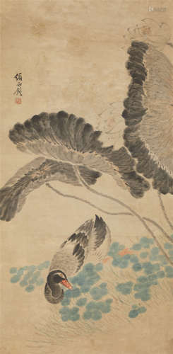 司马钟（1821-1861） 荷塘清趣 纸本设色 立轴